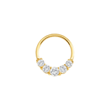 Prong Set 5 Gem Seamless Ring – 14K Gold Cup & Divot Design - piercing - zone.com