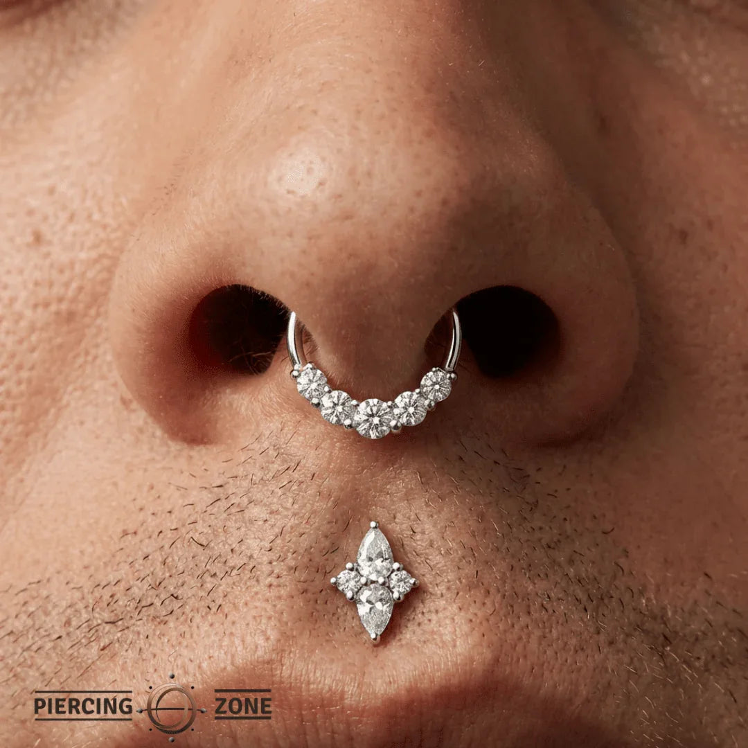 Prong Set 5 Gem Seamless Ring – 14K Gold Cup & Divot Design - piercing - zone.com