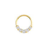Prong Set 5 Gem Seamless Ring – 14K Gold Cup & Divot Design - piercing-zone.com