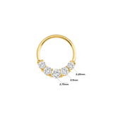 Prong Set 5 Gem Seamless Ring – 14K Gold Cup & Divot Design - piercing - zone.com