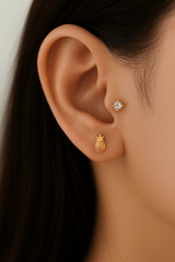 Prong - Set CZ – 14K Gold Threadless End - piercing - zone.com