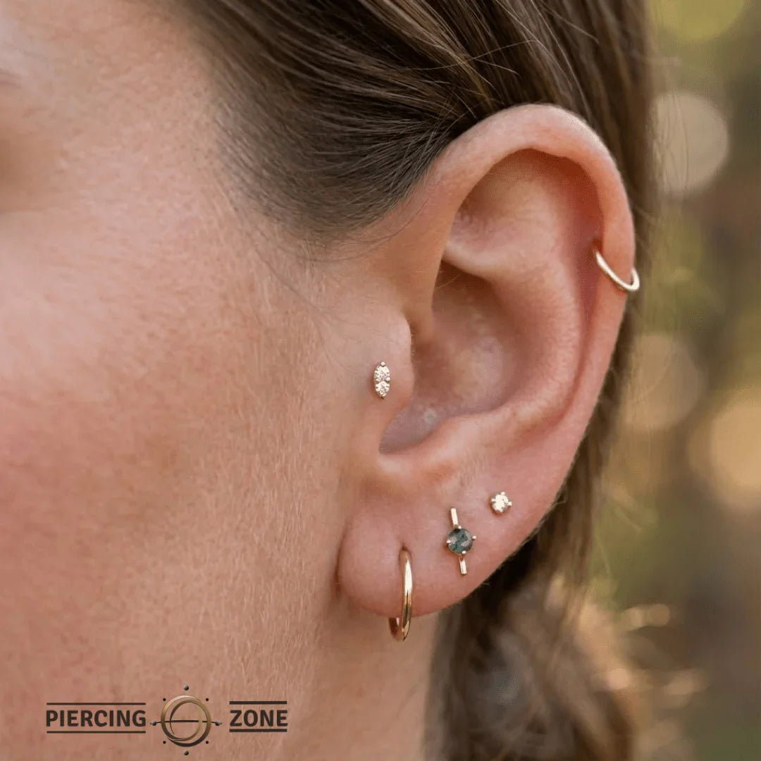 ProngSet Marquise – 14K/18K Gold Twin - Gem Threadless End - piercing - zone.com