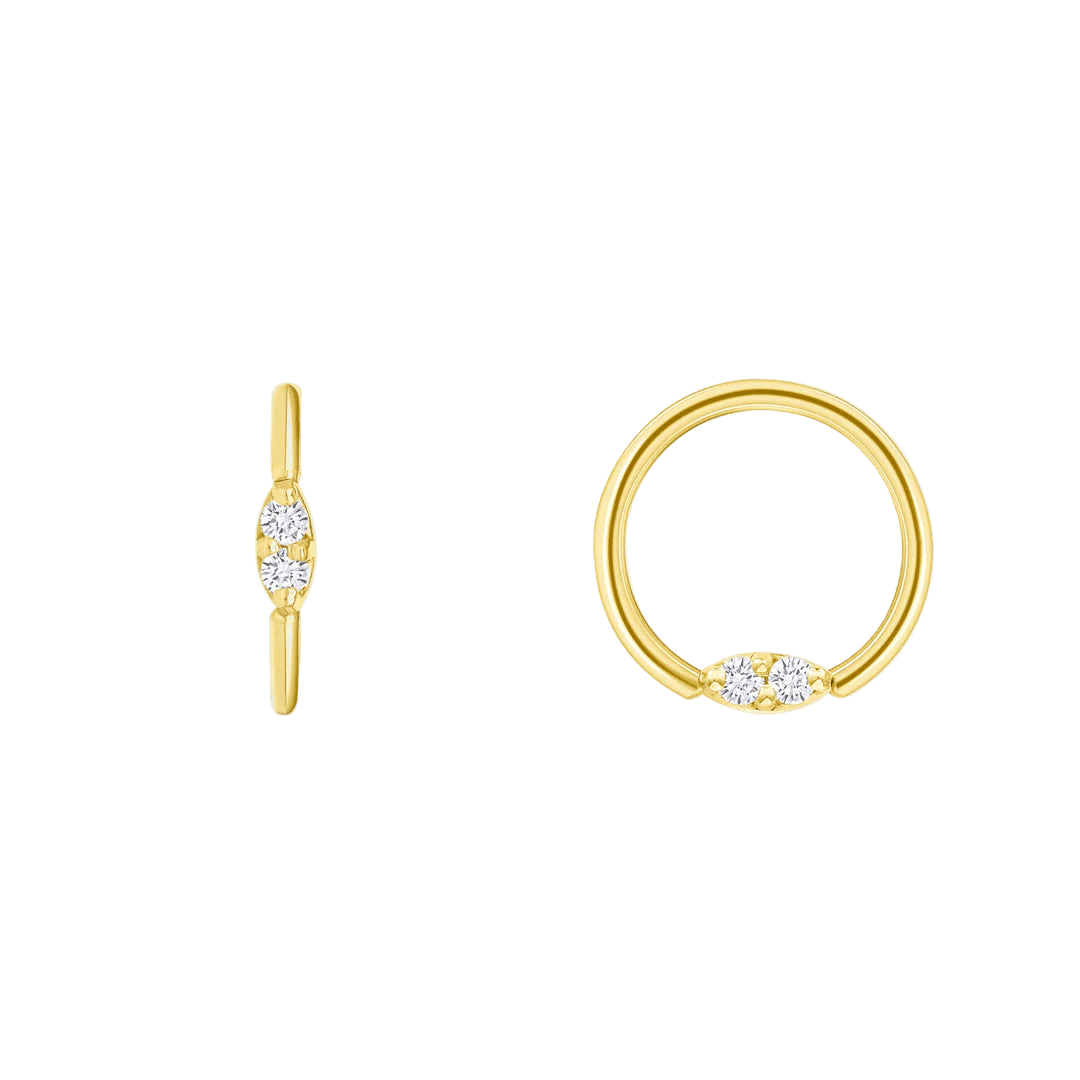 ProngSet Marquise Seamless Ring – 14K Gold Cup & Divot Design - piercing - zone.com