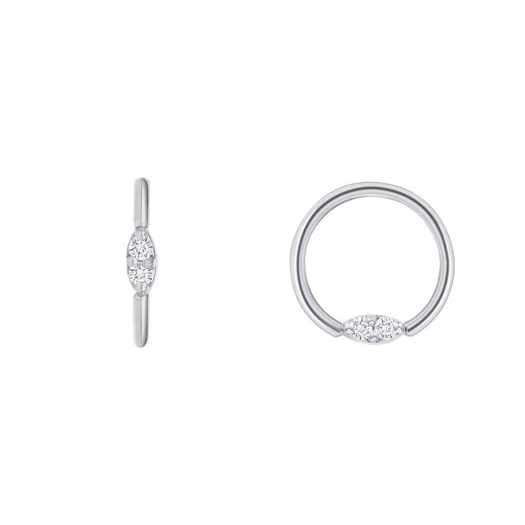 ProngSet Marquise Seamless Ring – 14K Gold Cup & Divot Design - piercing - zone.com