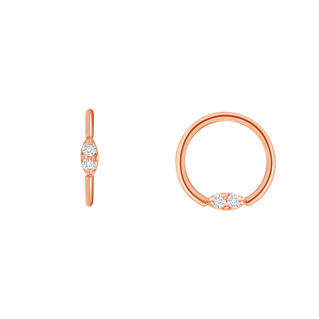 ProngSet Marquise Seamless Ring – 14K Gold Cup & Divot Design - piercing - zone.com