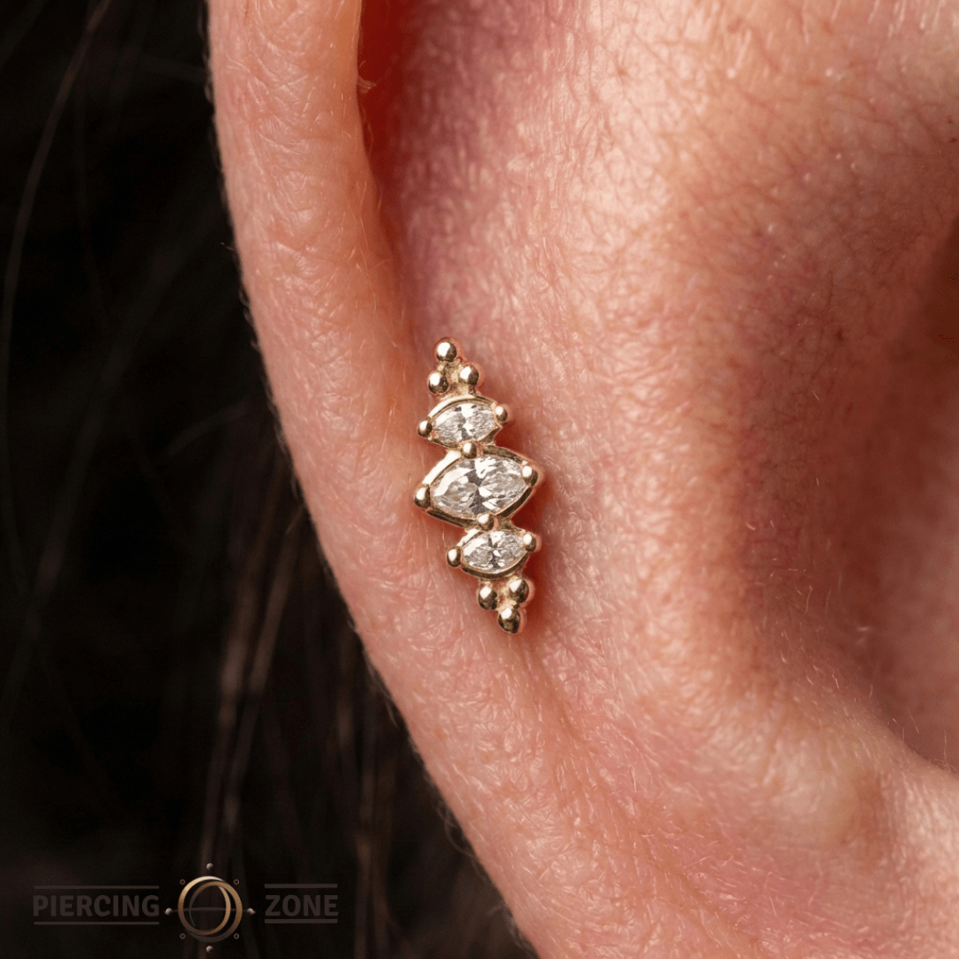 Prose – CZ Geometric Cluster – 14K Gold Threadless End - piercing - zone.com