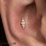 Prose – CZ Geometric Cluster – 14K Gold Threadless End - piercing - zone.com