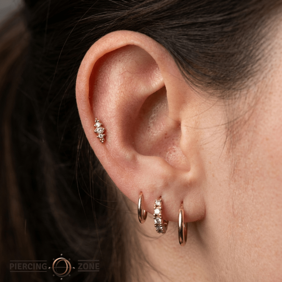 Prose – CZ Geometric Cluster – 14K Gold Threadless End - piercing - zone.com