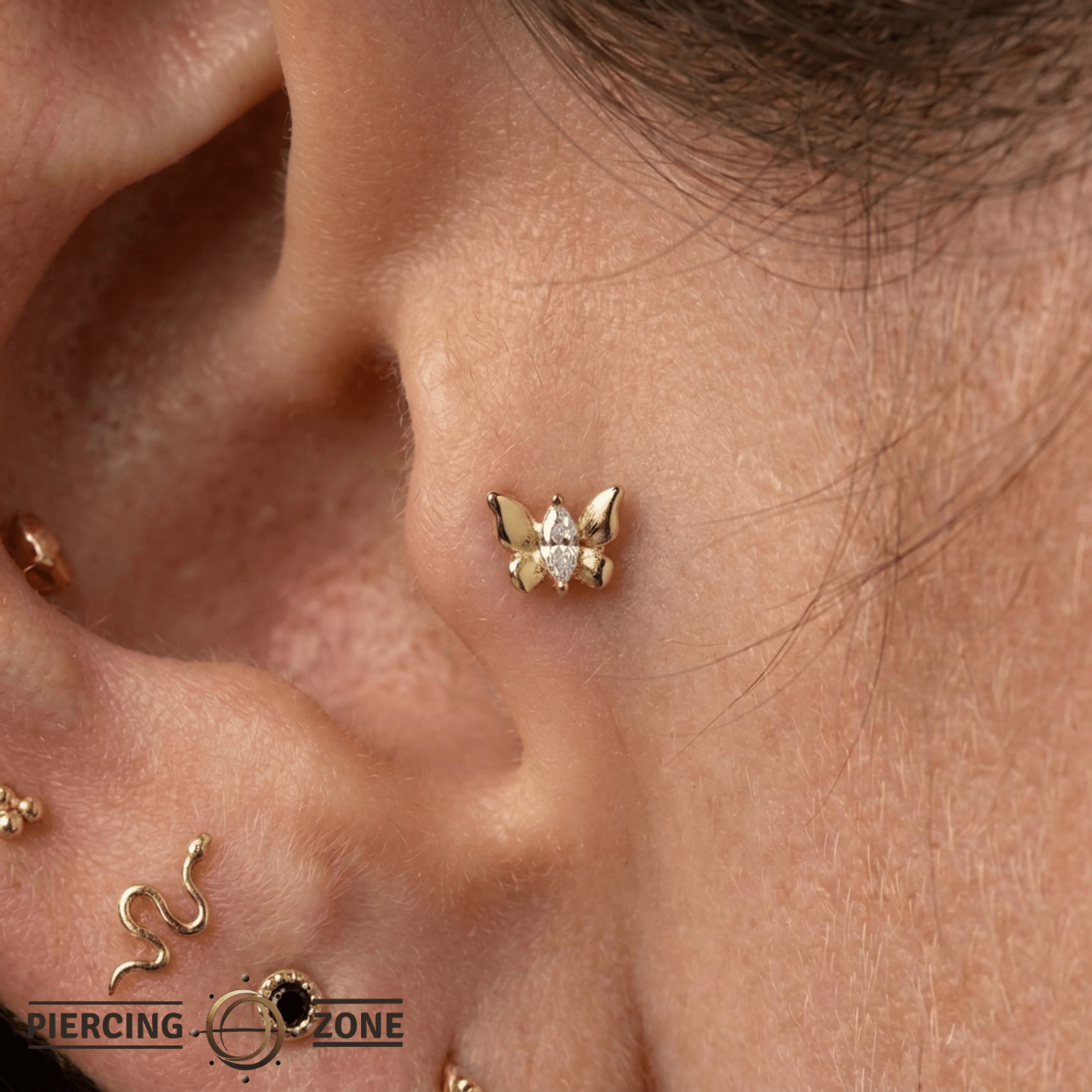 Psyche - 18K Gold Gem Threadless/Threaded End - piercing-zone.com
