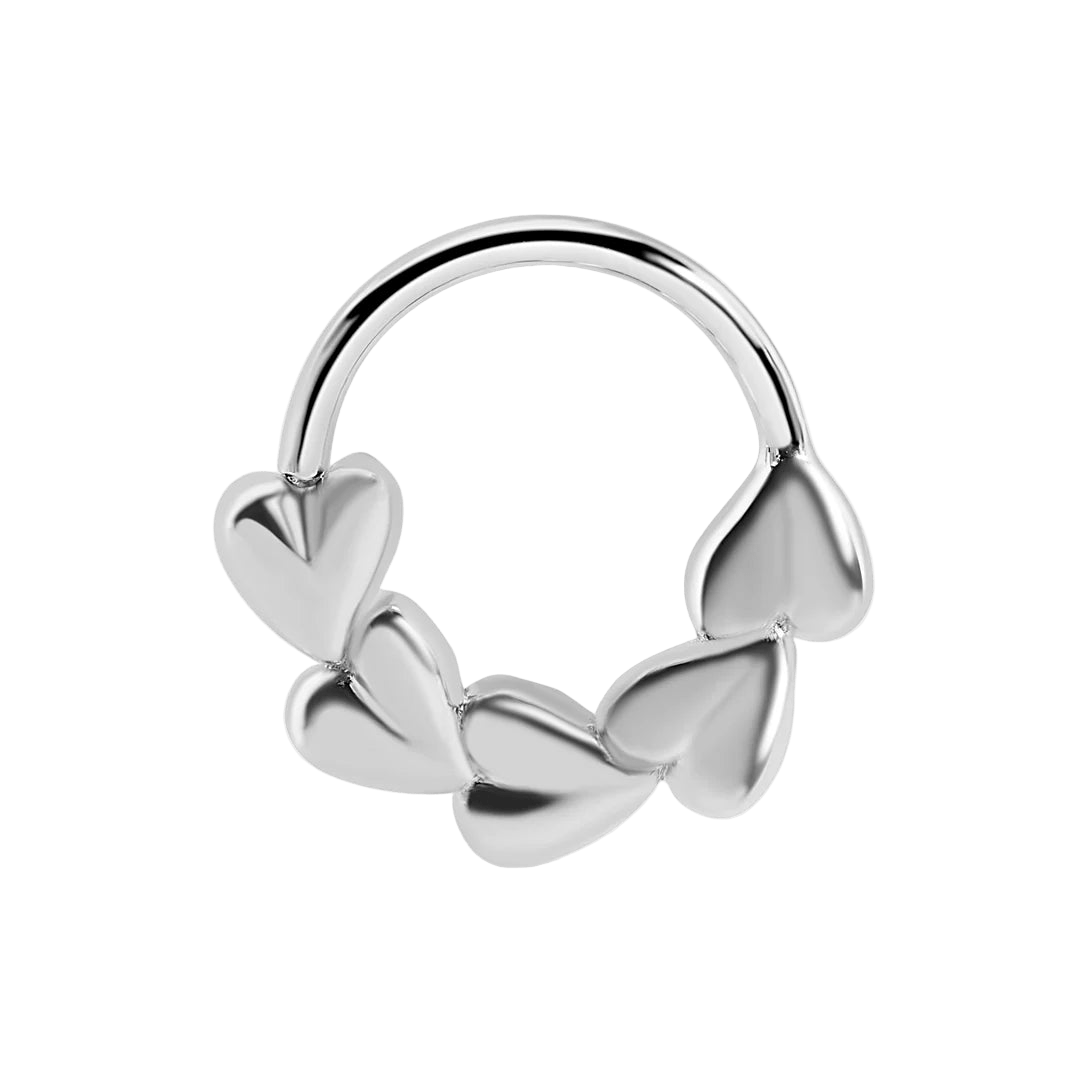 Puffy Hearts Seamless Ring – 14K Gold Cup & Divot Design - piercing - zone.com