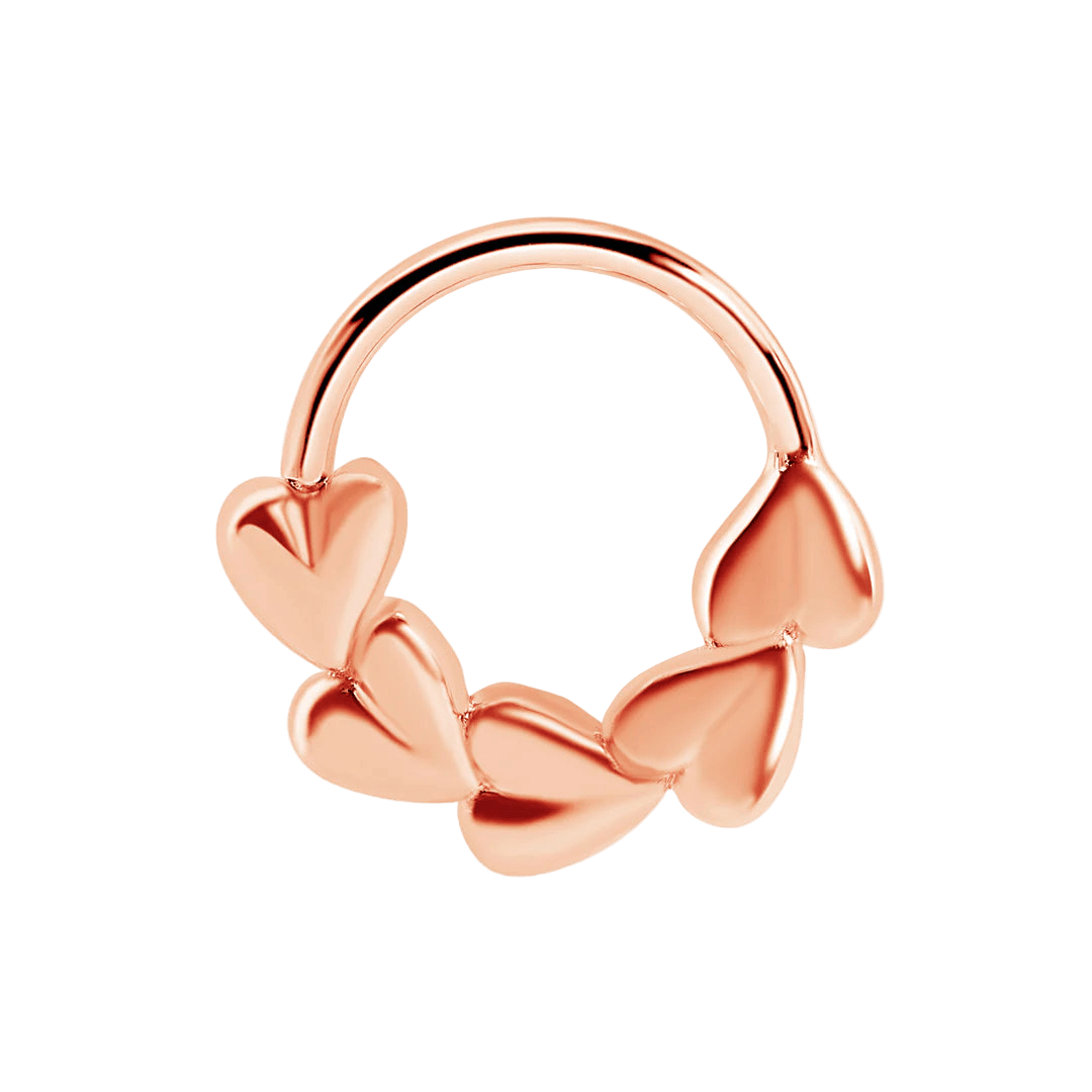 Puffy Hearts Seamless Ring – 14K Gold Cup & Divot Design - piercing - zone.com