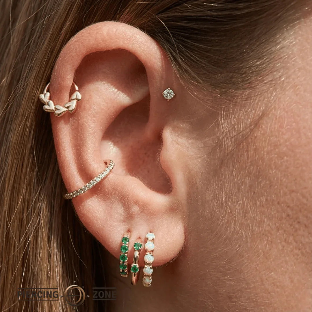 Puffy Hearts Seamless Ring – 14K Gold Cup & Divot Design - piercing - zone.com