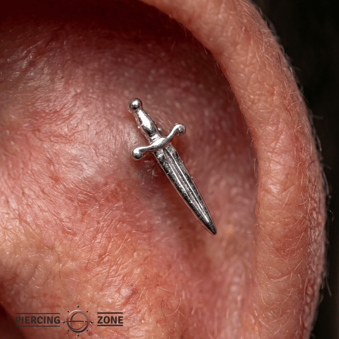 Pugio Dagger – 14K Gold Threadless/Threaded End - piercing - zone.com