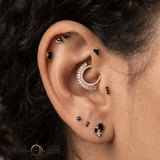 Pump Up The Volume – Black Agate Gem – 14K Gold Threadless End - piercing - zone.com