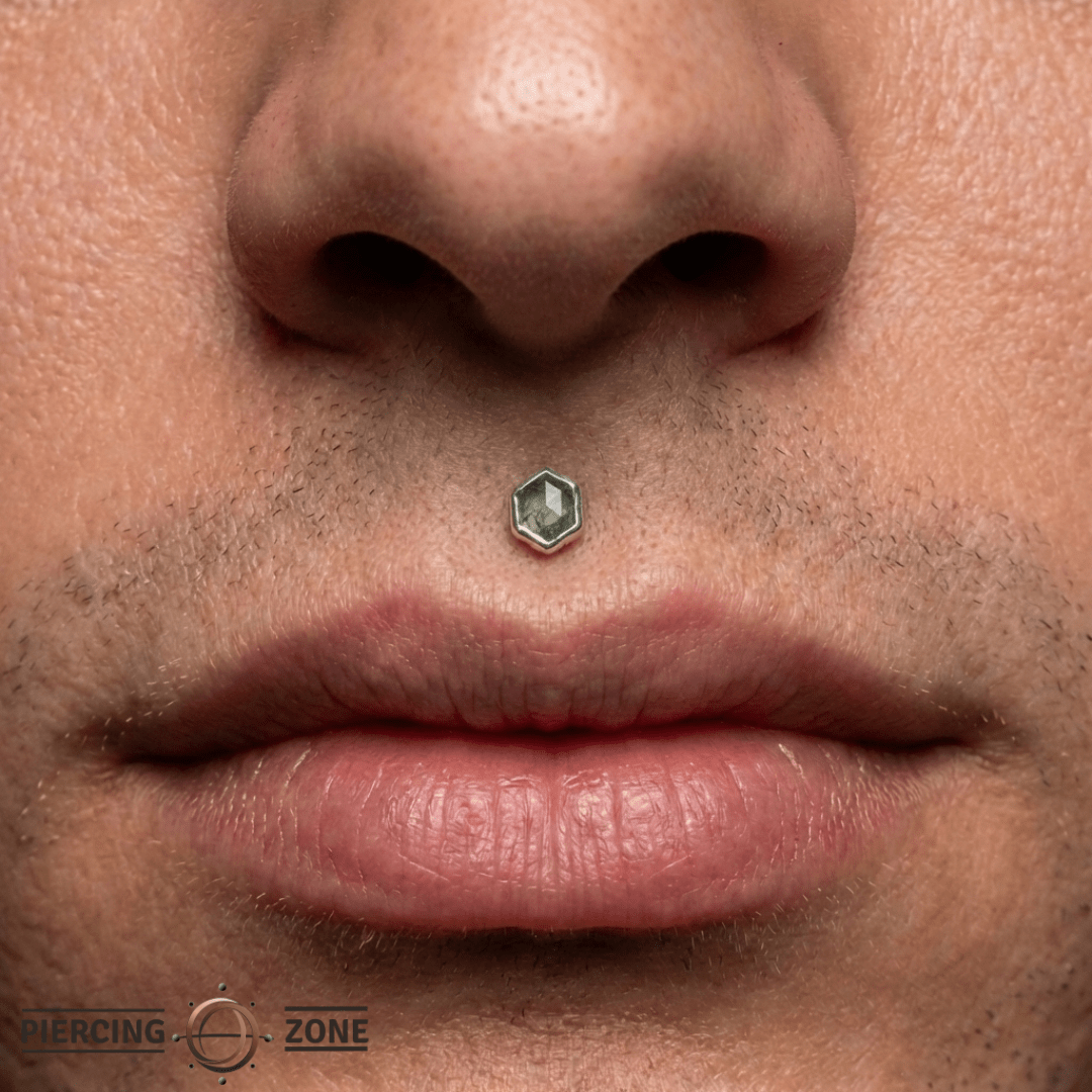 Pump Up The Volume – Moss Agate – 14K Gold Threadless End - piercing - zone.com