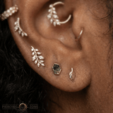 Pump Up The Volume – Moss Agate – 14K Gold Threadless End - piercing - zone.com