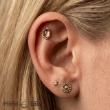 Pump Up The Volume – Smoky Quartz Gem – 14K Gold Threadless End - piercing - zone.com