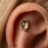 Pump Up The Volume – Smoky Quartz Gem – 14K Gold Threadless End - piercing - zone.com