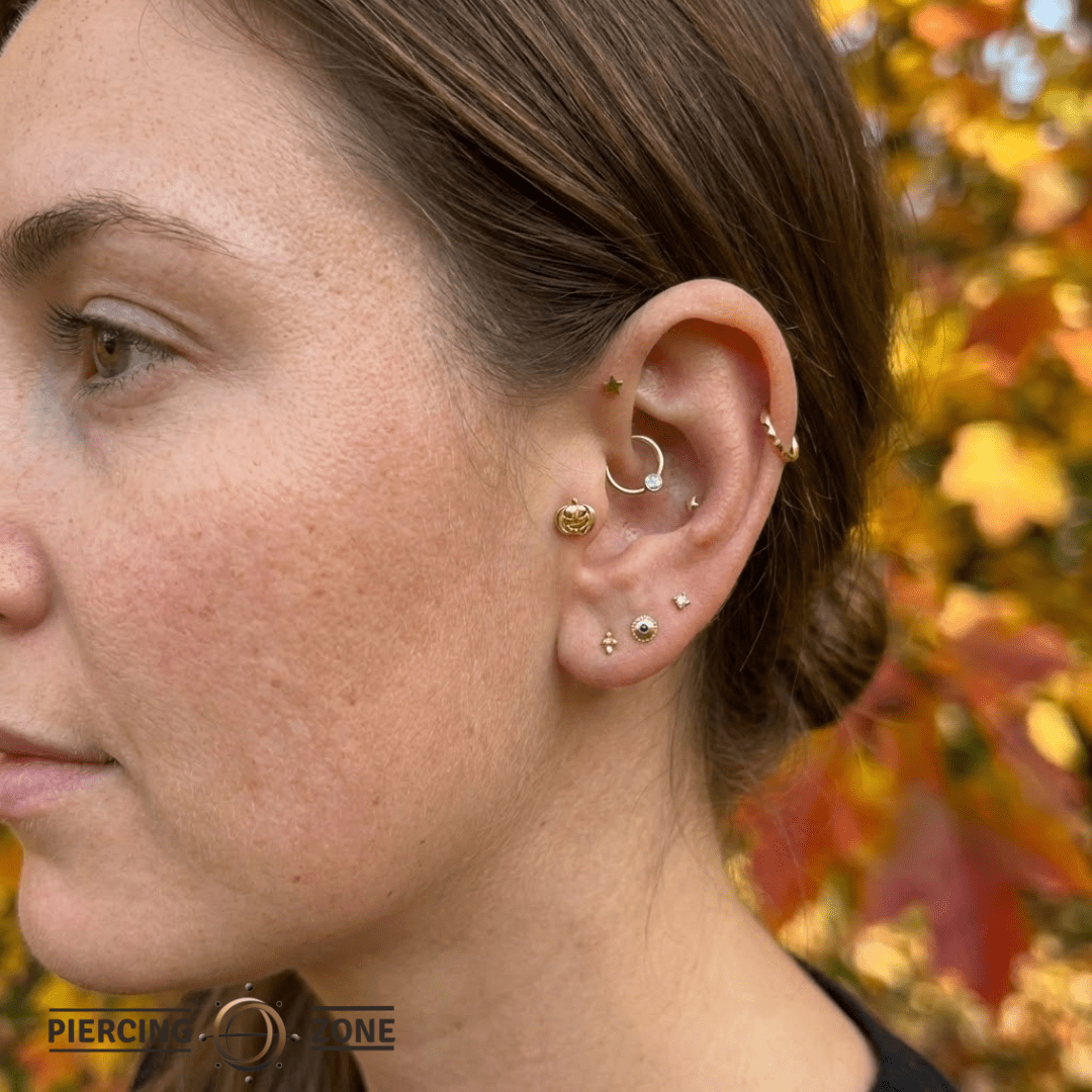 Pumpkin – 14K Gold Threadless/Threaded End - piercing - zone.com