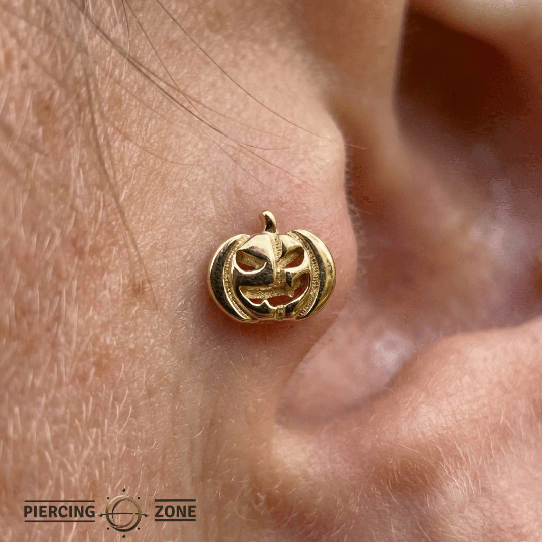 Pumpkin – 14K Gold Threadless/Threaded End - piercing - zone.com