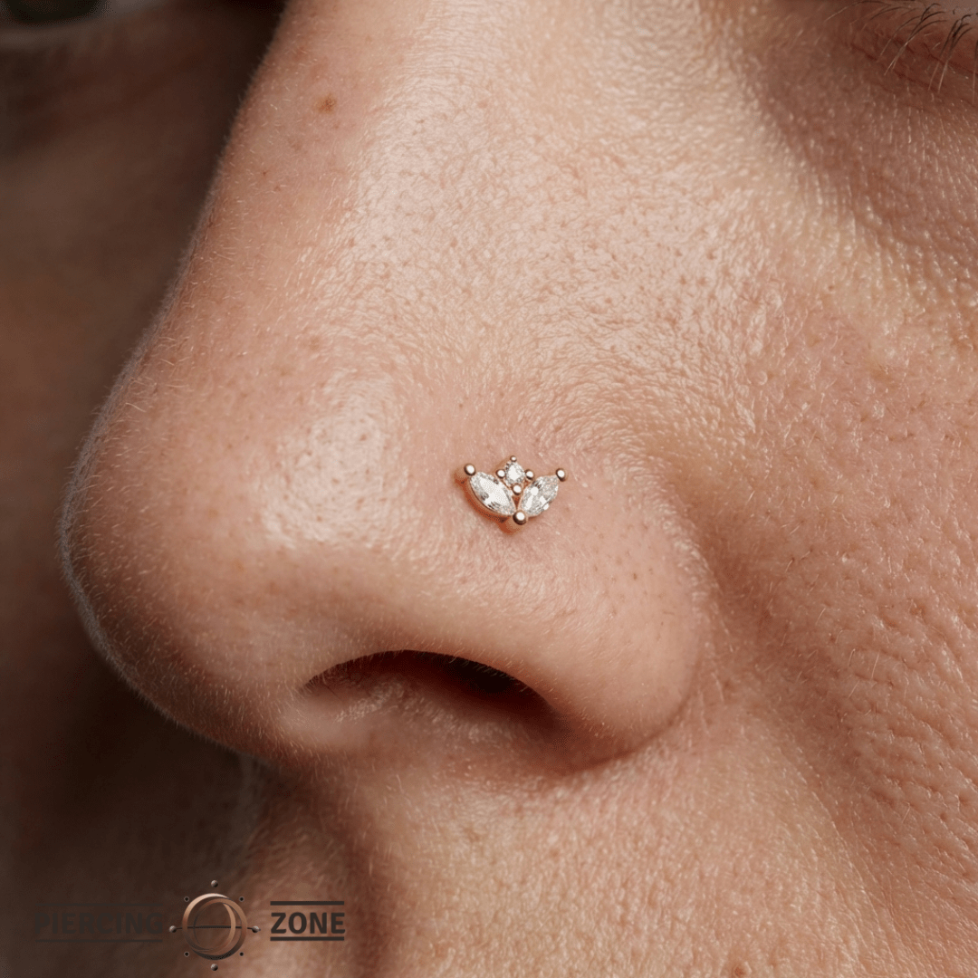 Pur – Tapered CZ Trio – 14K Gold Threadless End - piercing - zone.com