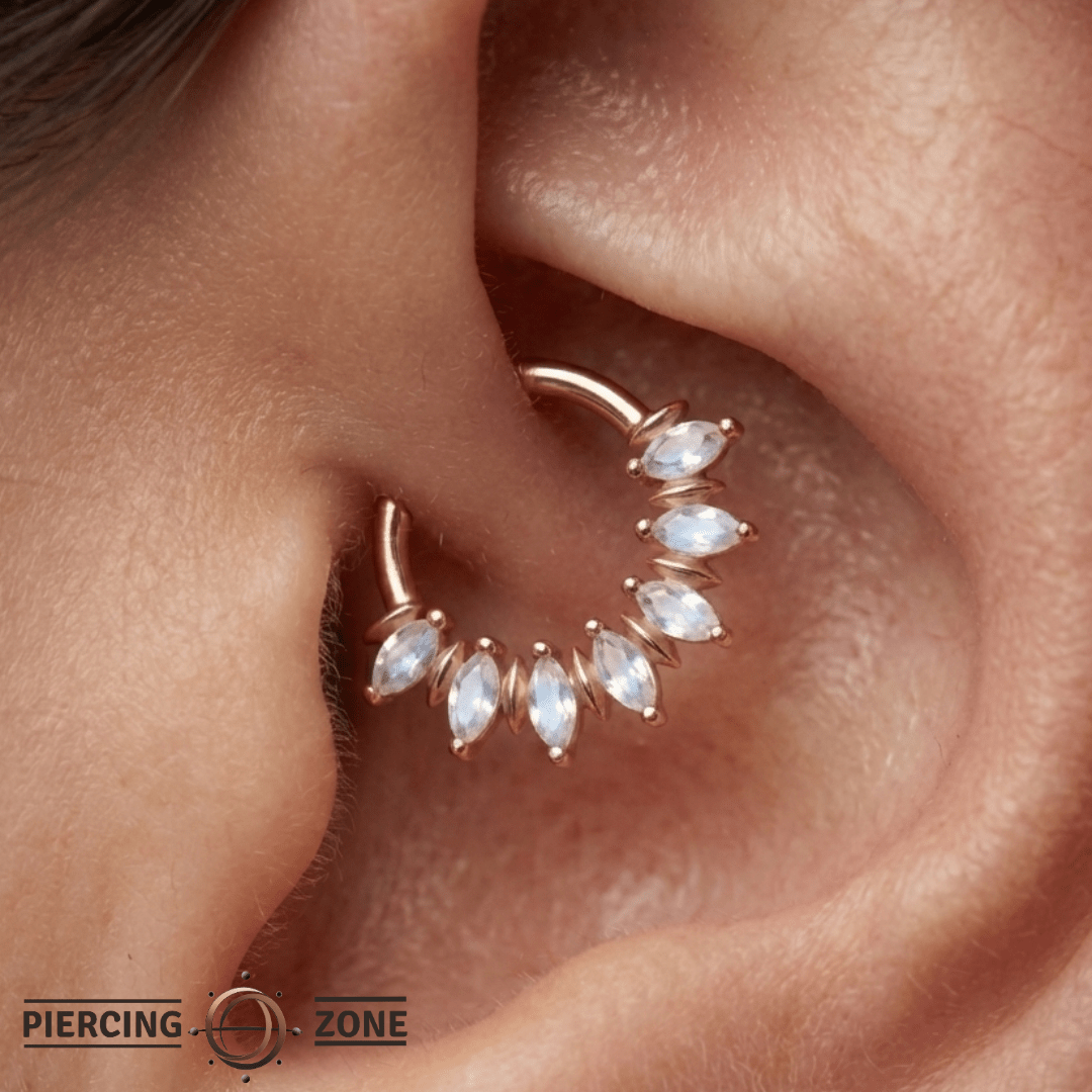 Purpose – Moonstone Radiance – 14K Gold Clicker Ring - piercing - zone.com
