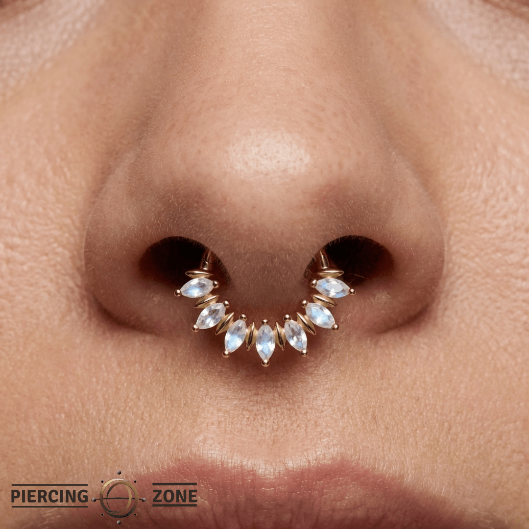 Purpose – Moonstone Radiance – 14K Gold Clicker Ring - piercing - zone.com
