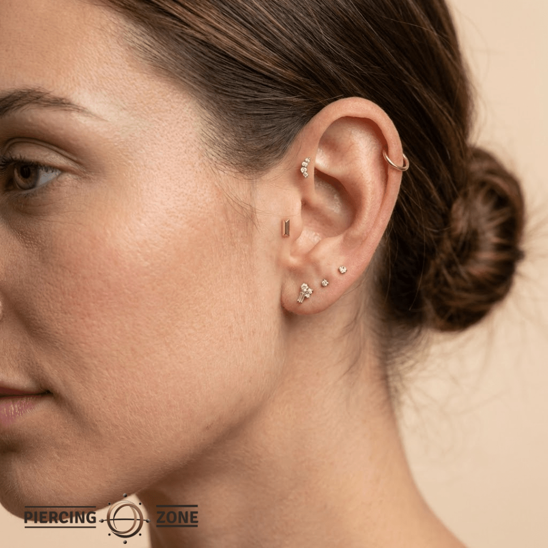 Pyramid Bar – 14K Gold Threadless/Threaded End - piercing - zone.com