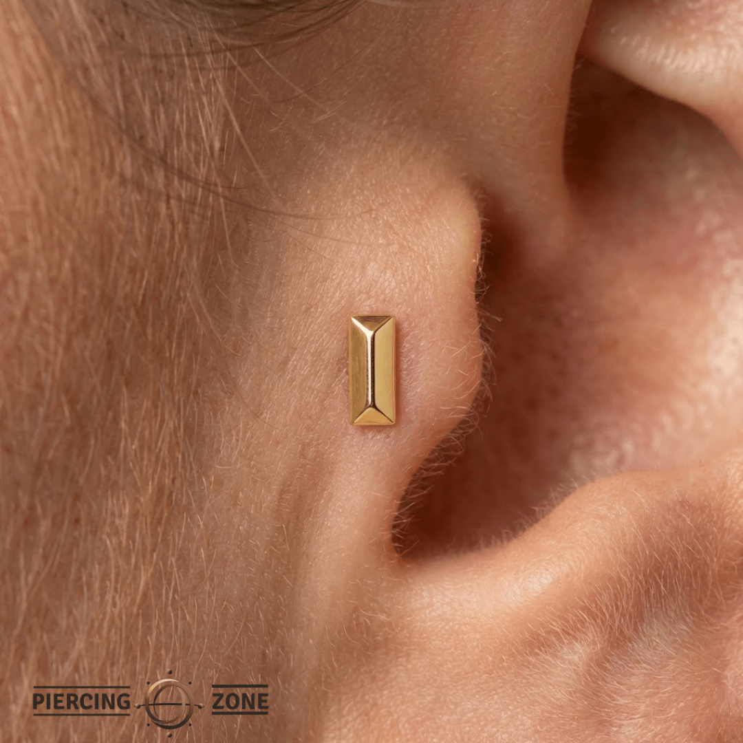 Pyramid Bar – 14K Gold Threadless/Threaded End - piercing - zone.com