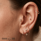 Pyramid Cluster – Geometric Bar – 14K Gold Threadless or Threaded End - piercing - zone.com