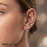 Pyramid Cluster – Geometric Bar – 14K Gold Threadless or Threaded End - piercing - zone.com