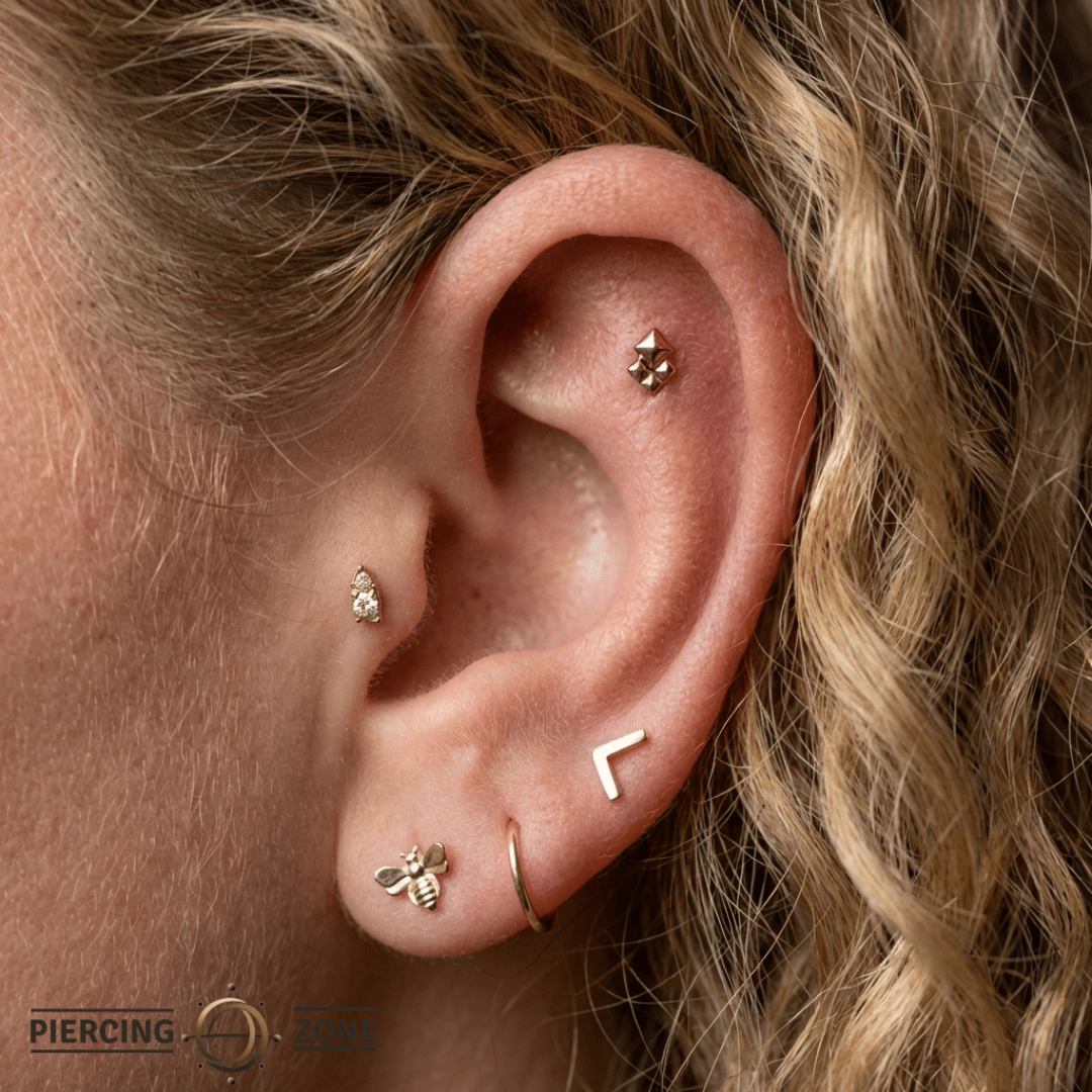 Pyxis – Minimalist Spike – 14K Gold Threadless End - piercing - zone.com