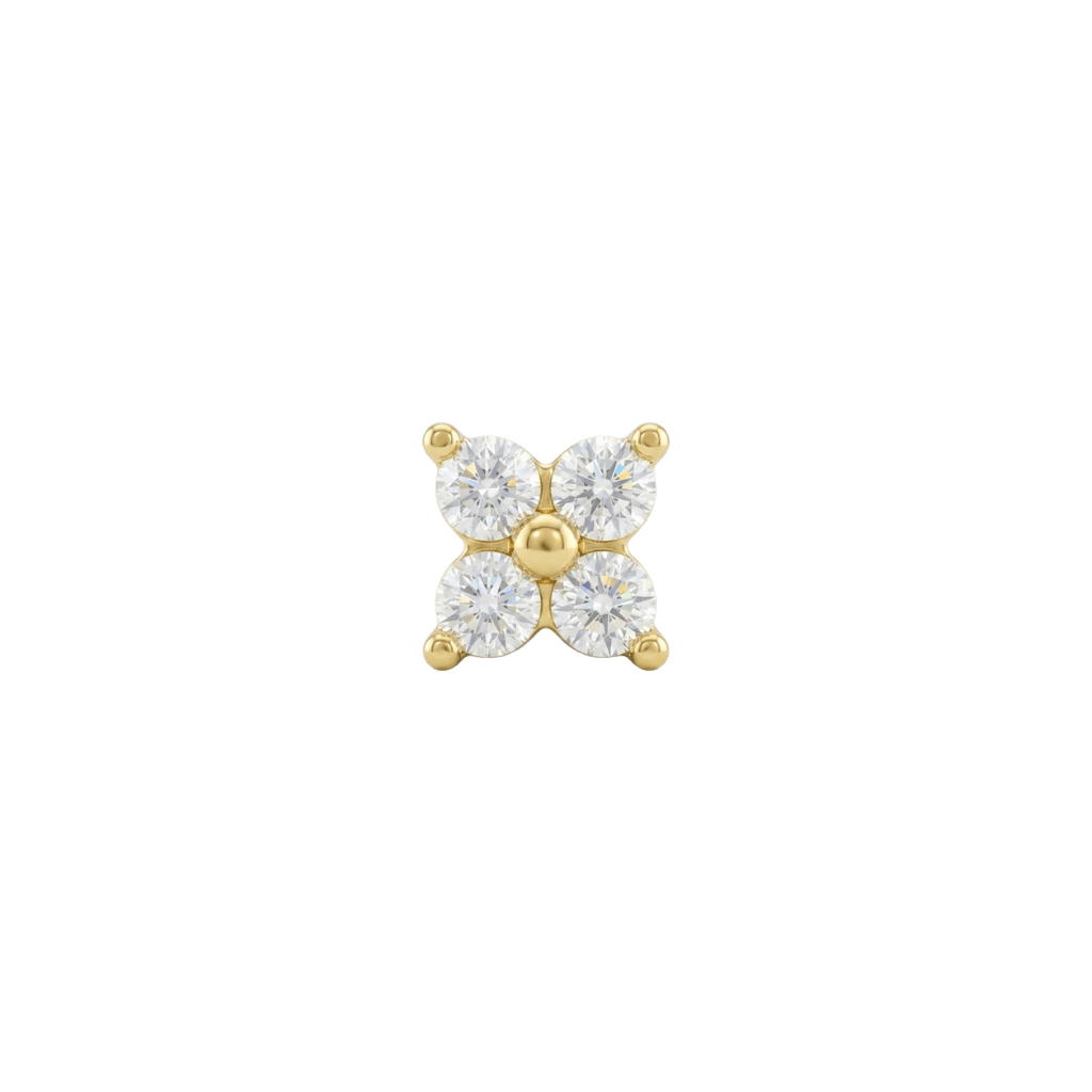 Quartet - 18K Gold Gem Threadless End - piercing-zone.com