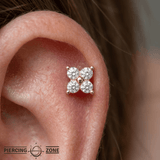Quartet - 18K Gold Gem Threadless End - piercing-zone.com