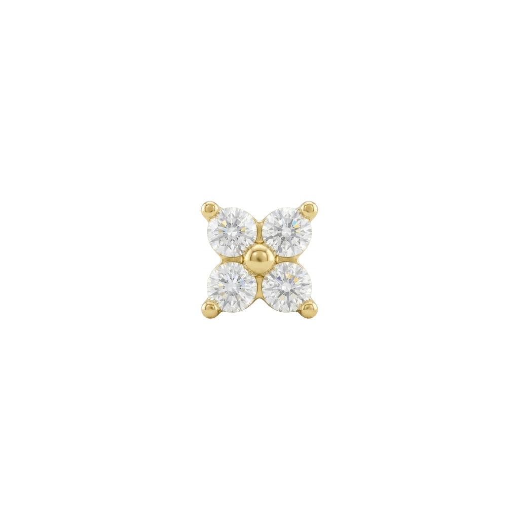 Quartet - 18K Gold Lab Diamond Threadless End - piercing-zone.com