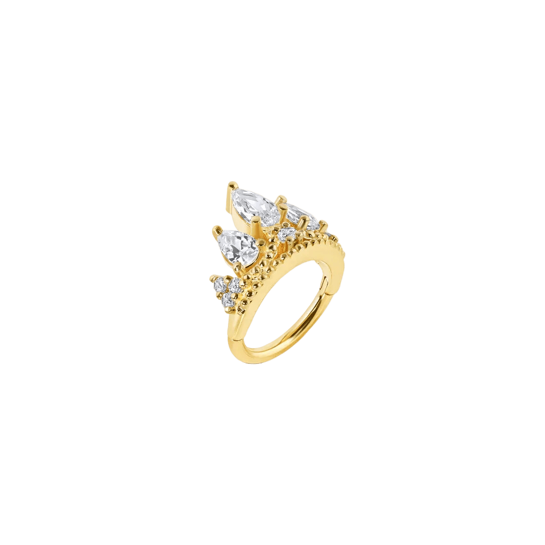 Queen Charlotte – 14K/18K Gold Multi - Stone Clicker Ring - piercing - zone.com