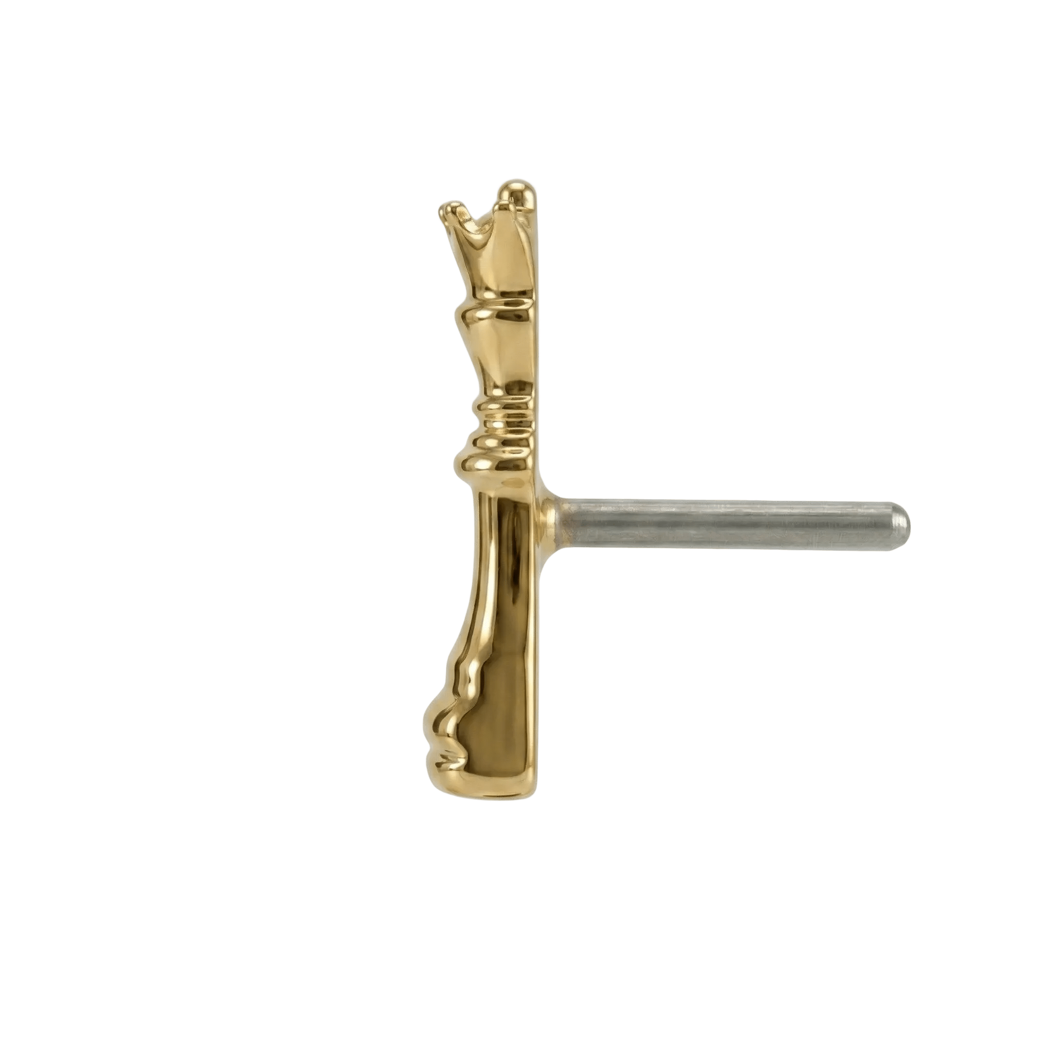 Queen Chess Piece – 14K Gold Threadless/Threaded End - piercing - zone.com