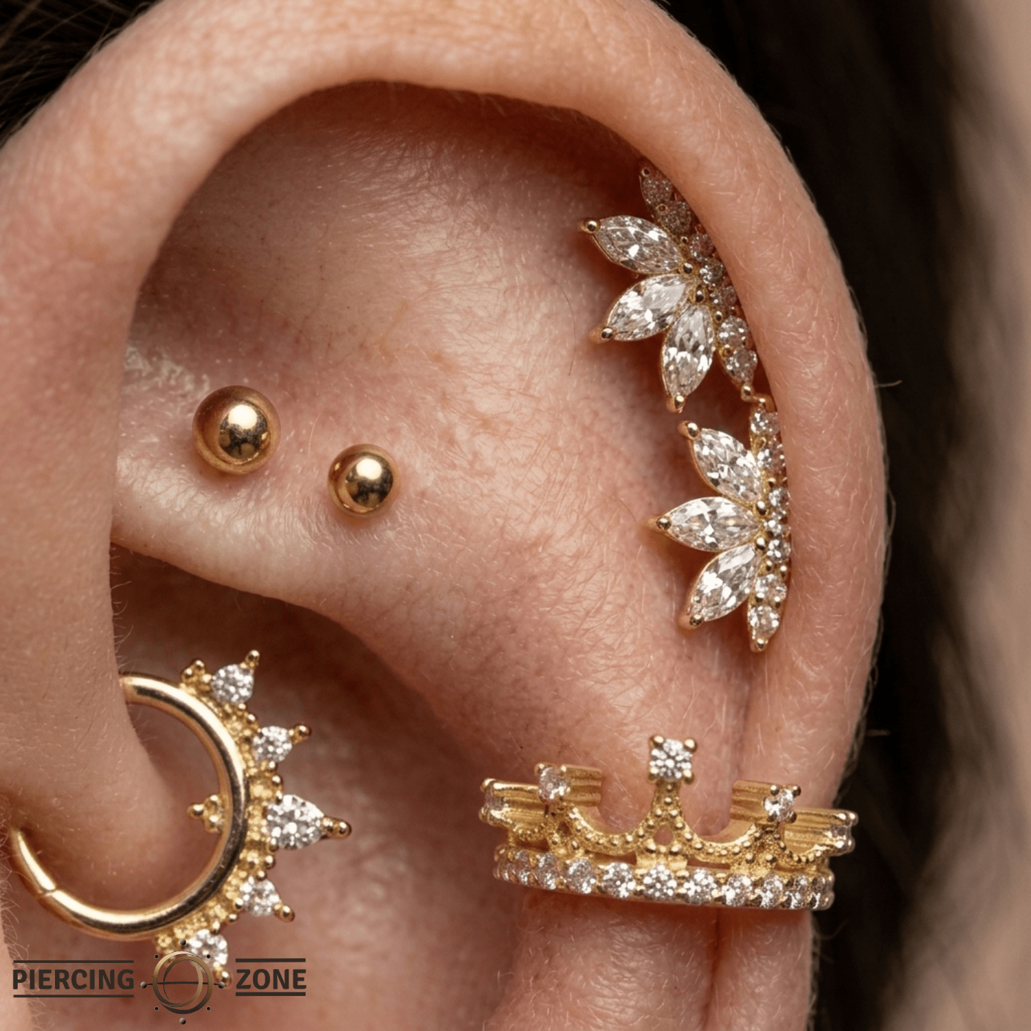 Queen Francesca – 14K/18K Gold Multi - Stone Clicker Ring - piercing - zone.com