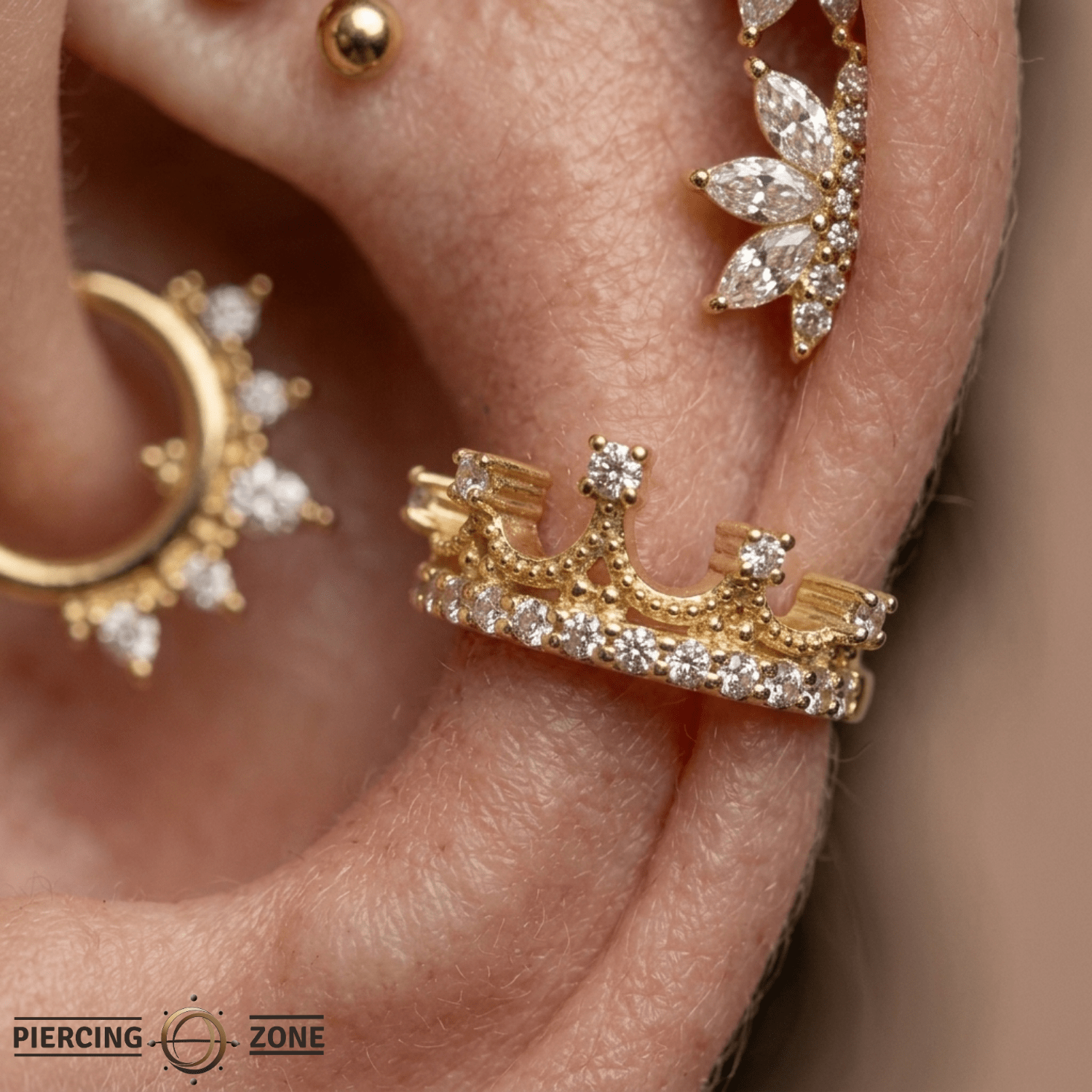 Queen Francesca – 14K/18K Gold Multi - Stone Clicker Ring - piercing - zone.com