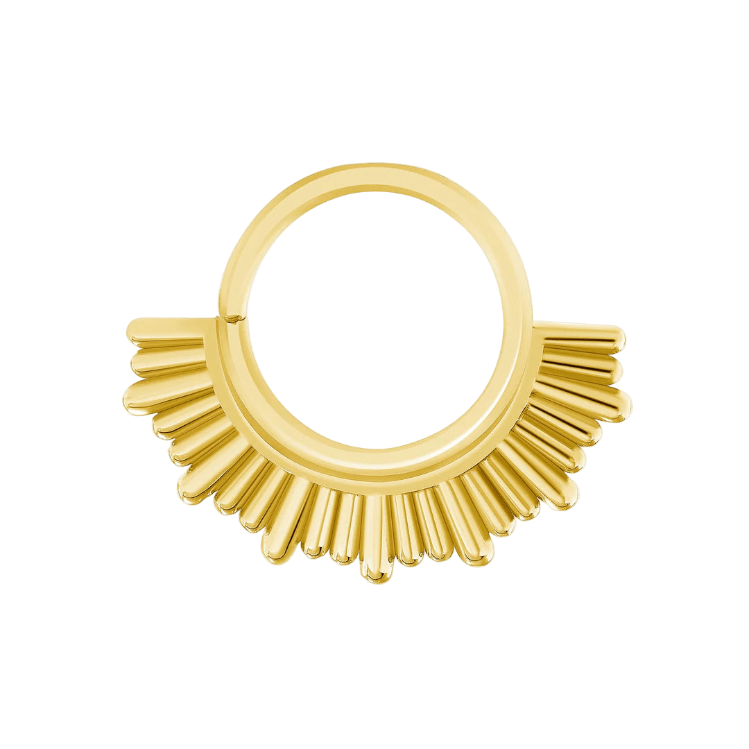 QueenBey Seamless Ring – 14K Gold Cup & Divot Style - piercing - zone.com