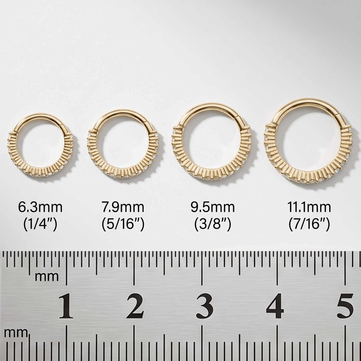Radiant – Art Deco CZ Clicker – 14K Gold Hinged Ring - piercing - zone.com