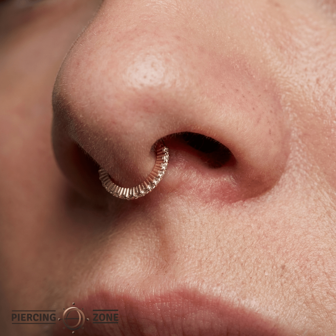 Radiant – Art Deco CZ Clicker – 14K Gold Hinged Ring - piercing - zone.com