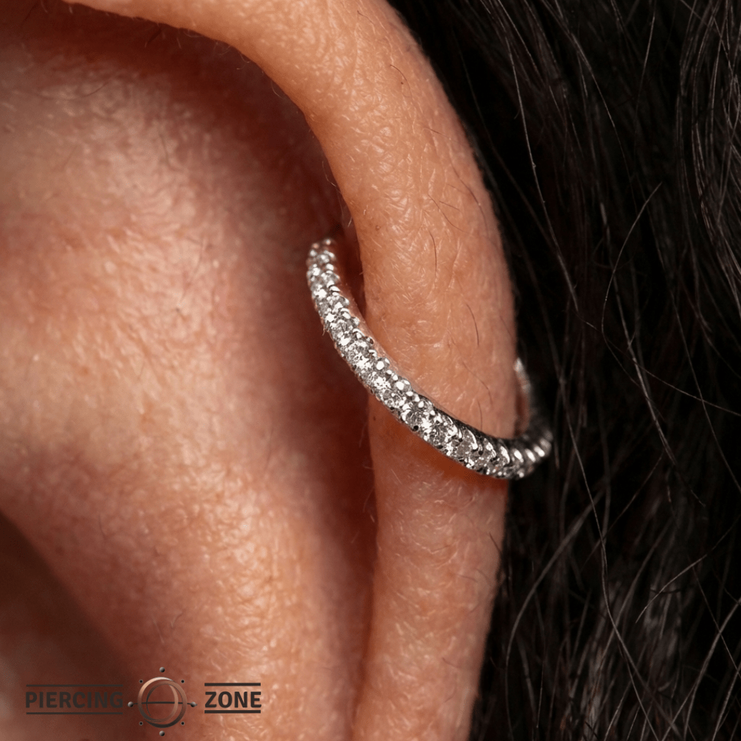 Radiant – Art Deco CZ Clicker – 14K Gold Hinged Ring - piercing - zone.com