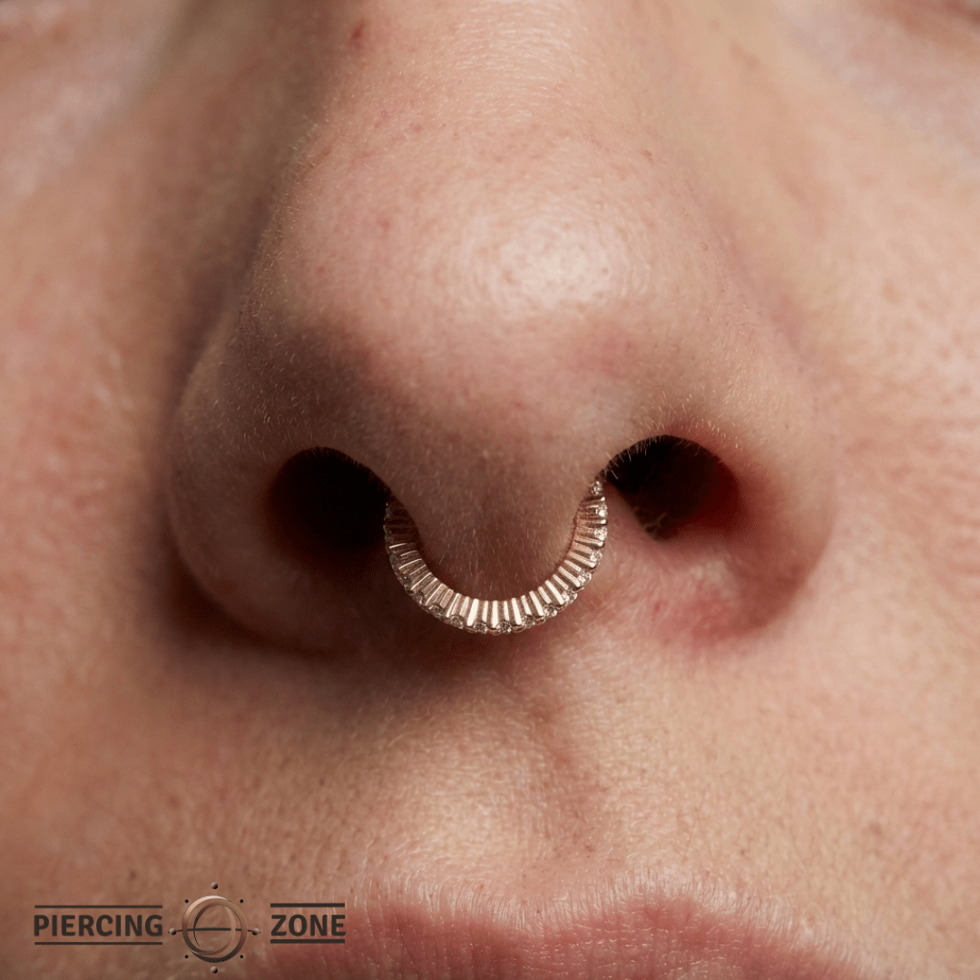 Radiant – Art Deco CZ Clicker – 14K Gold Hinged Ring - piercing - zone.com