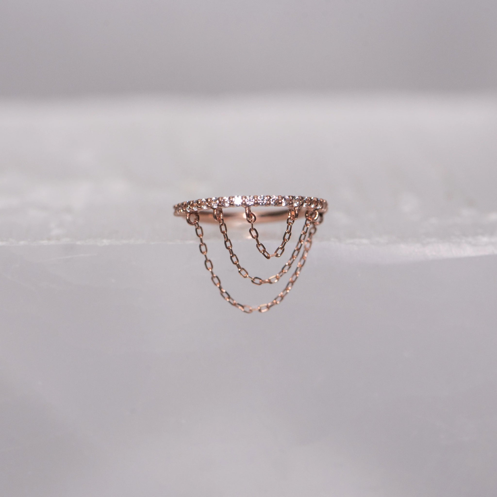 Radiate – CZ Chain Clicker – 14K Gold Hinged Ring - piercing - zone.com