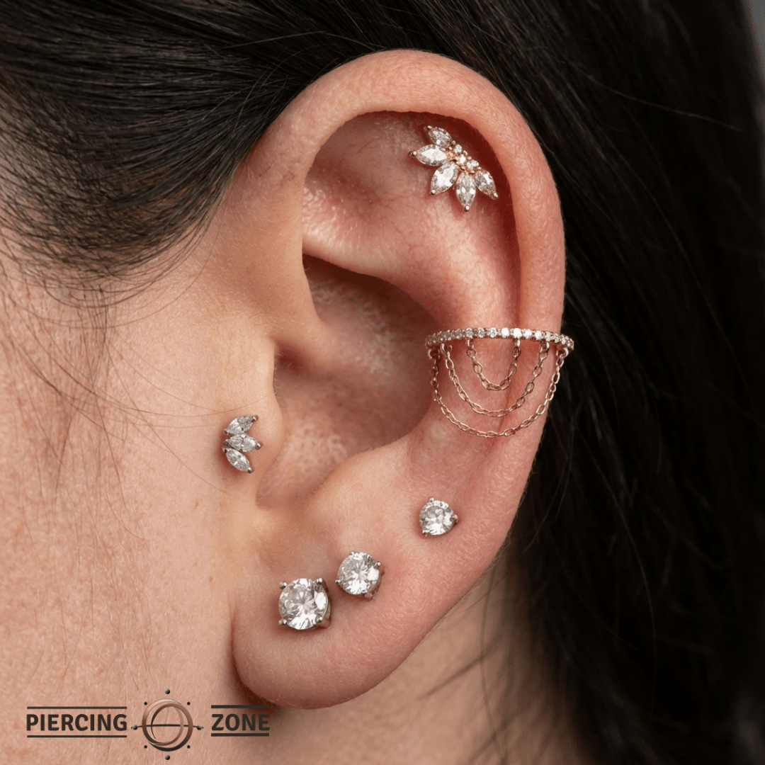 Radiate – CZ Chain Clicker – 14K Gold Hinged Ring - piercing - zone.com