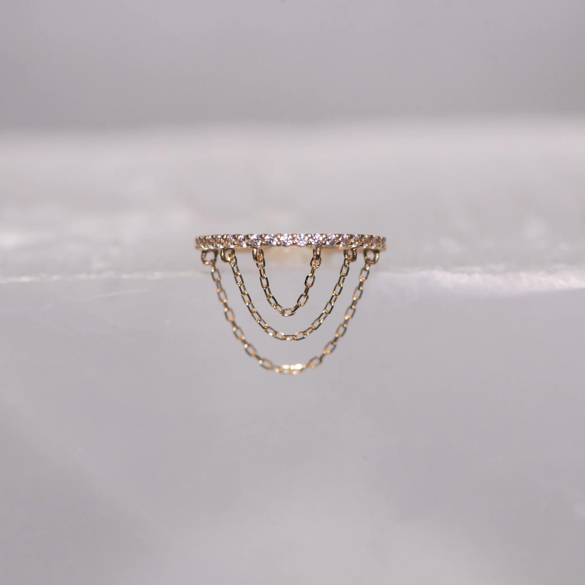 Radiate – CZ Chain Clicker – 14K Gold Hinged Ring - piercing - zone.com