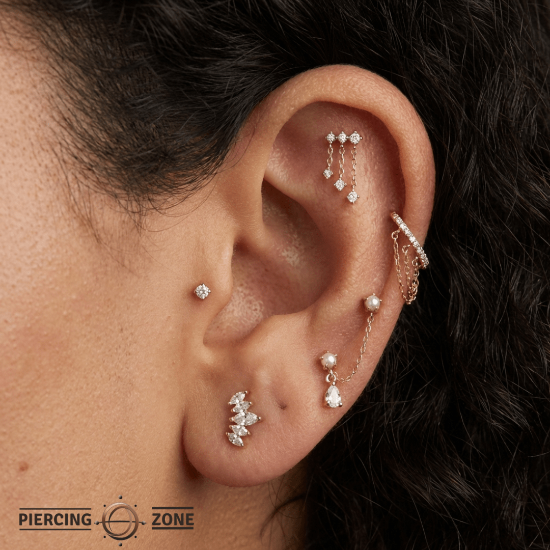 Radiate – CZ Chain Clicker – 14K Gold Hinged Ring - piercing - zone.com