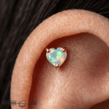 Rainbow Moonstone Heart – 14K Gold Threadless End - piercing - zone.com