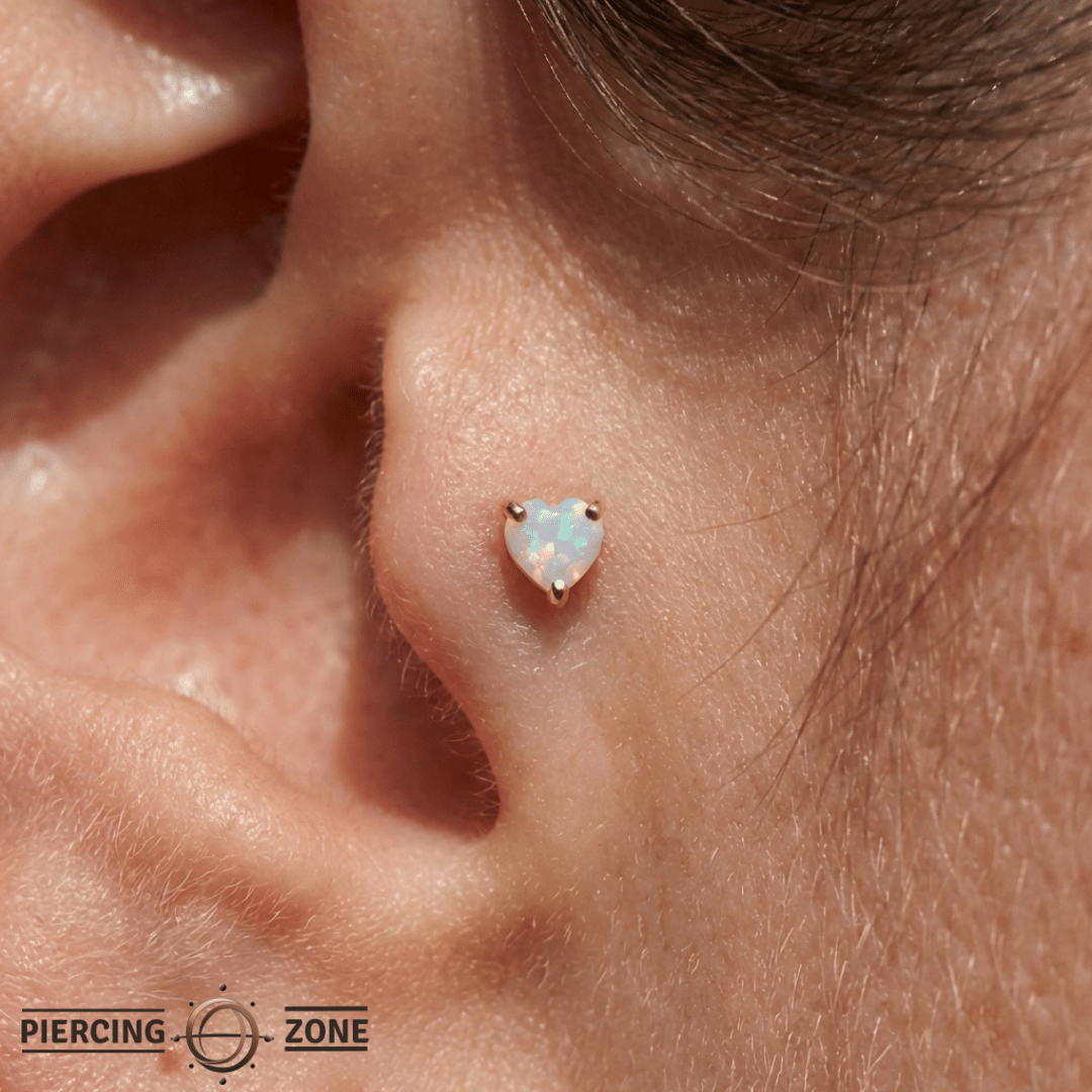 Rainbow Moonstone Heart – 14K Gold Threadless End - piercing - zone.com